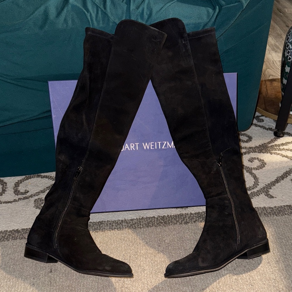 Stuart Weitzman Elegant Black Suede Over-the-Knee Boots